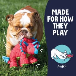 goDog Dino Frills Squeaky Plush Toy for Dogs with Chew Guard Technology for Stronger & Longer Play, Soft & Durable with Built-In Squeaker, Red, Large - Thumbnail 5