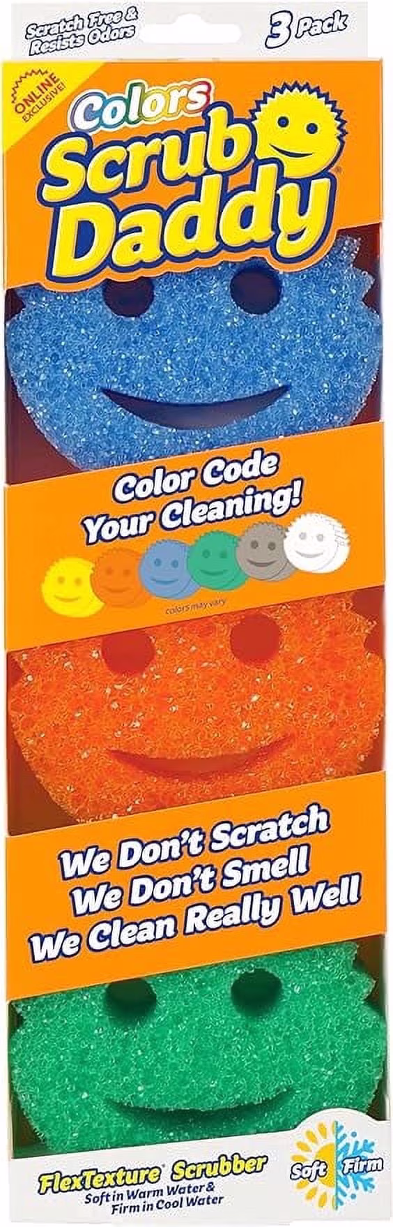 Two Pack Scrub Daddy Pack 6 Count Colors Flexible Non Scratch 3X2 Sponges - Thumbnail 1