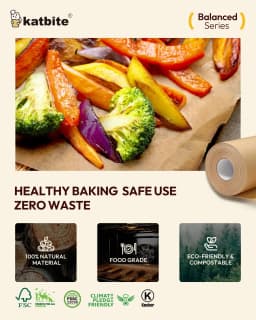 Katbite 12" x 262ft Unbleached Parchment Paper Roll, Non-Stick, Extra Long with Serrated Cutter,Balanced Series - Thumbnail 4