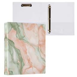 Watercolor Marble Pattern 3 Ring Hardcover Binders 1.5in Round Rings for Letter-Size Folder Paper Organizer Pockets for Office Student Recipe - Thumbnail 1