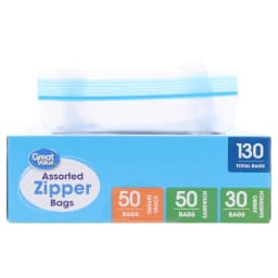Great Value Assorted Zipper Bags Variety Pack, 130 Count - Thumbnail 3