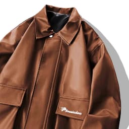 Xzbqbs Mens Leather Jacket Motorcycle Biker Jackets Casual Lightweight Faux Leather Outwear Collared Oversized Hip Hop Streetwear - Thumbnail 7