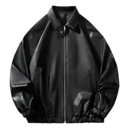 Maoxin Men's Jacket Men's Dashion Motorcycle Solid Color Vintage Zipper Pocket Leather Long Sleeved Hooded Jacket Plus Size Leather Jacket Black XL - Thumbnail 1