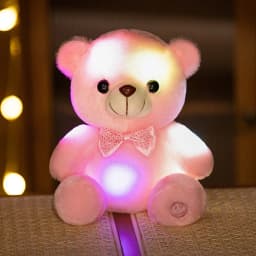 Valentines Day Teddy Bear Stuffed Animals, LED Teddy Bear Plush Doll for Kids Toddler Adult, Birthday Christmas Day Gift for Boys Girls, 8 inch, Pink - Thumbnail 2