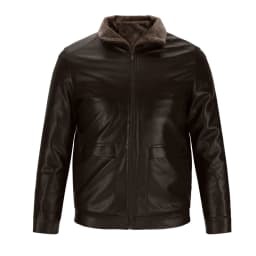 BLTIBY Men's Faux Leather Jacket Casual Zip Up Fur Collar Lapel Vintage Leather Motorcycle Coat Solid Color Slim Punk Biker Outwear with Pockets Brown L - Thumbnail 5