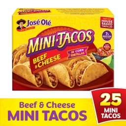 Jose Ole Beef & Cheese Mini Tacos, Frozen Mexican Food, 16.2 oz, 25 Count - Thumbnail 1
