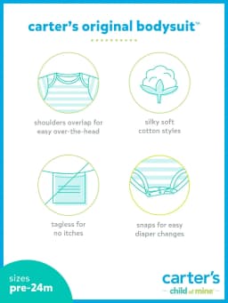 Carter's Child of Mine Baby Unisex Short Sleeve Bodysuits, 3-Pack Sizes Preemie-18 Months - Thumbnail 4