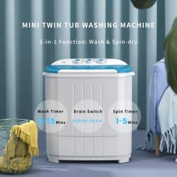 Auertech Portable Washer 14lbs Mini Twin Tub Compact Semi-Automatic Washer Spinner Combo, Gravity Drain - Thumbnail 5