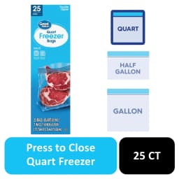 Great Value Freezer Guard Double Zipper Quart Freezer Bag, 25 Count - Thumbnail 1