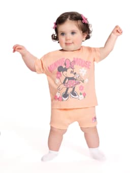 Minnie Mouse Baby Girls Graphic Tee and Bike Shorts Set, 2-Piece, Sizes Newborn-24M - Thumbnail 2