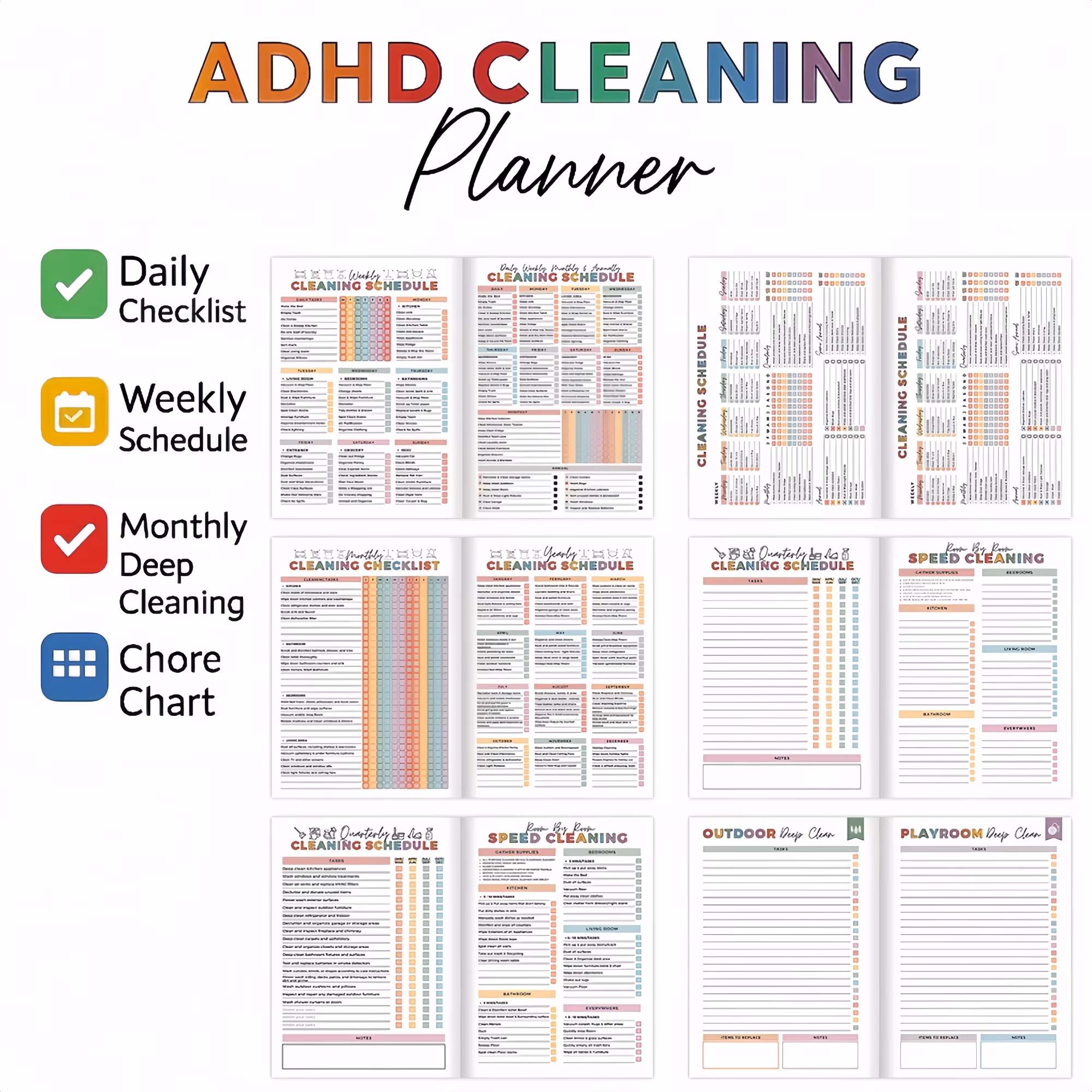 Cleaning Planner & Schedule Checklist Organizer – Daily, Weekly, Monthly & Annual Chore Chart Notebook, Durable Household Management Journal for Home - Thumbnail 3