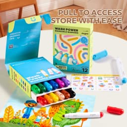 Jar Melo Ultra Washable Markers for Kids Toddlers 12 Colors, Safe Water Based Markers,Back to School & Kit Gift - Thumbnail 6