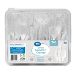 Great Value Plastic Disposable Cutlery Set, White, 240 Count - Thumbnail 4