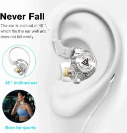 RHEA- 2 Wired Gaming Earbuds, Ak3File In-Ear Monitors With Deep Bass Sound - White - Thumbnail 2