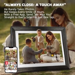 Jazeyeah 10.1 inch Digital Picture Frame 32GB Memory Wood Wifi Smart Frameo Digital Frame IPS Touch Screen Share Photos and Videos Supports Micro SD - Thumbnail 4