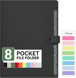 SUMMIT - Expanding File Folder with 8 Pocket, Letter Size Accordion File Organizer, Portable Folders for Documents, Cute Paper Organizer, Filling - Thumbnail 1
