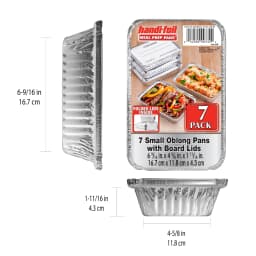 (5 pack) Handi-Foil Aluminum Meal Prep Pan with Folded Lids, 6.6" x 4.6", (7 Pack) - Thumbnail 3