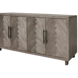 80" Four Door TV Console Entertainment Stand Wood Cabinet Fully Assembled Gray - Thumbnail 3