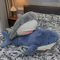 14 Inch Soft Shark Animal Plush Toy Comfortable Stuffed Doll for Car Decor and Holiday Gifting Grey with Detailed Embroidery - Thumbnail 5