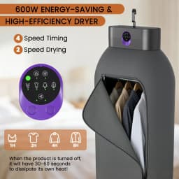ORFELD Portable Clothes Dryer, Small Dryer with Remote Control, Compact Foldable Travel Clothes Dryer with Dry Bag for Travel&Home - Thumbnail 2