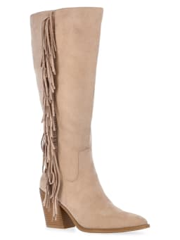 Time And Tru Women's Faux Suede Tall Fringe Boots - Thumbnail 1