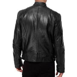 Tuphregyow Men Leather Jackets Zip-Up Slim Biker Casual Winter Coat Trendy Solid Faux Bomber Jacket Motorcycle Lapel Black XXL - Thumbnail 2