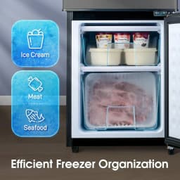 GGTB 4.0 Cu.ft 2-Door Mini Fridge with Bottom Freezer, 7 Temperature Settings, Compact Refrigerator for Dorm Apartment Office, Black - Thumbnail 5