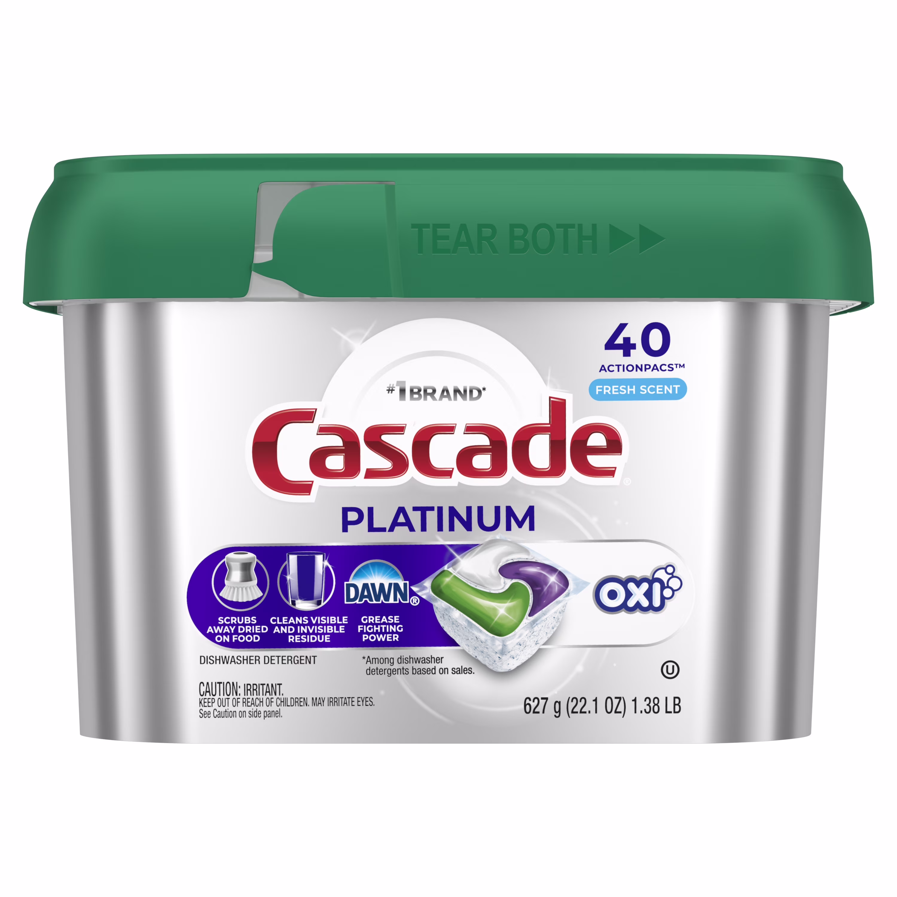 Cascade Platinum + Oxi Dishwasher Pods, Dishwasher Detergent, Dish Detergent Soap, Fresh, 40 Count - Thumbnail 10