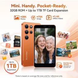 Blackview WAVE 2C 5" Unlocked Phone,Android 16 GO,9GB+32GB Octa-Core,Face Unlock,3000mAh Battery,4G LTE Unlocked Smartphone,Shadow Black - Thumbnail 4