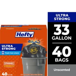 Hefty Ultra Strong Large Trash Can Liners, Black, 33 Gallon, 40 Count - Thumbnail 1