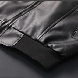 kakina CMSX Men's Autumn and Winter Leather Jacket,Motorcycle Lightweight Round Neck Faux Leather Outwear Slim Solid Color Casual Stylish Coat - Thumbnail 5