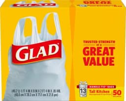 Glad Tall Handle-Tie Kitchen Trash Bags - 13 Gallon - 50 ct - Thumbnail 1