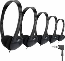RHEA- Kids Headphones Bulk 5 Pack For School Classroom Student,Black Wholesale Childre - Thumbnail 1