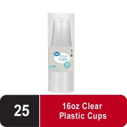 Great Value Disposable Plastic Cups, Clear, 16 oz, 25 Count - Thumbnail 1