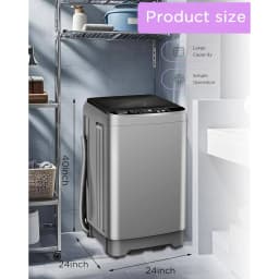 Top Load Washing Machine 25 lbs Full Automatic Clothes Washer with 10 Programs & 8 Water Levels for Apartment,Bathroom, Grey - Thumbnail 5