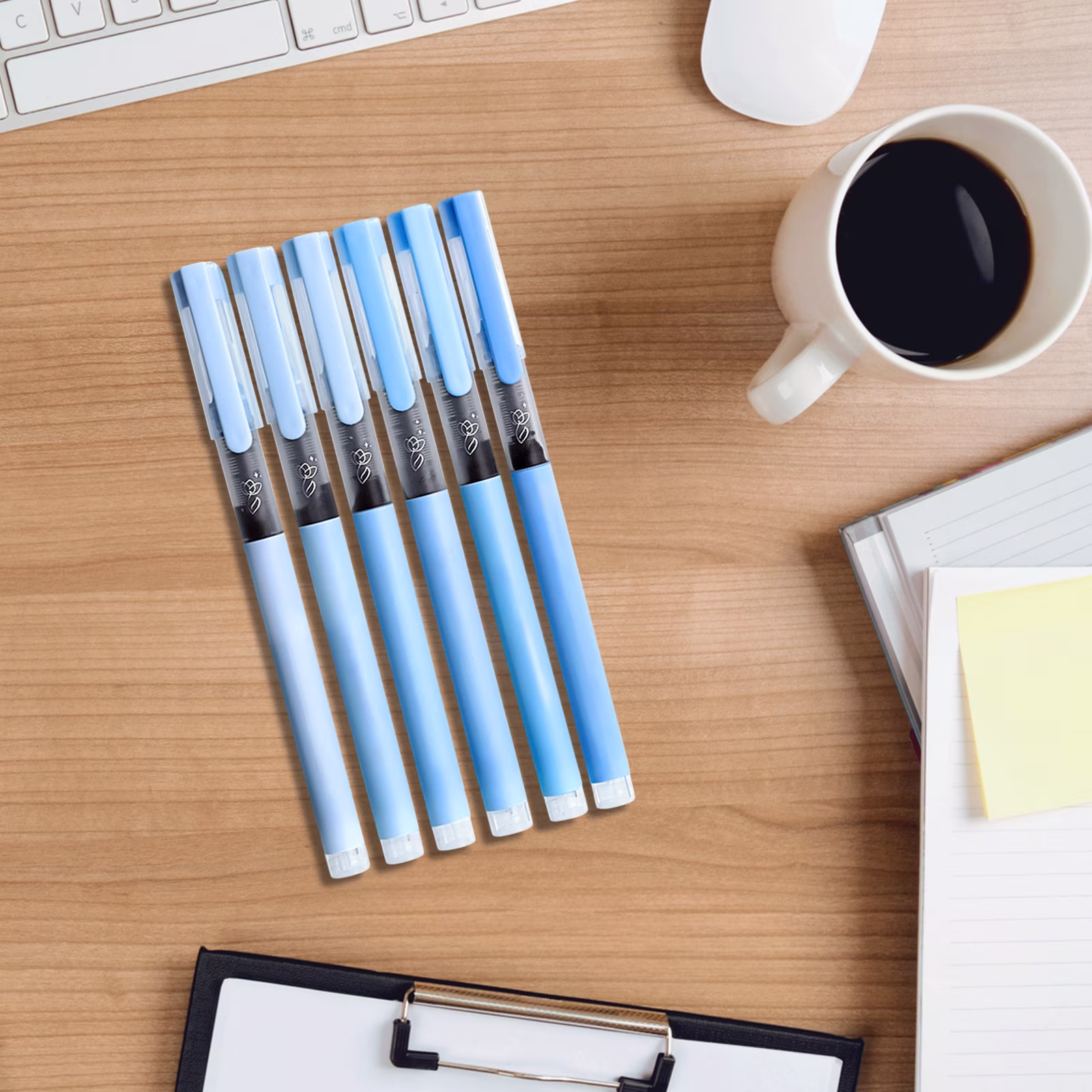 Under 1$ Dollar Straight Liquid Ballpoint Pen Sign Pen, 0.5mm High Capacity Black Ink Water Pen, Fast Drying Exam Writing Pens,Blue - Thumbnail 5