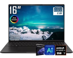 ASUS Vivobook S16 AI Laptop, 16" 3K 2880 x 1800 OLED 120Hz Display, Win 11 Pro(16GB DDR5 RAM | 512GB SSD) - Thumbnail 1