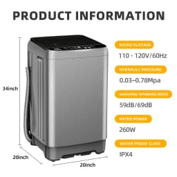 Portable Washing Machine 2.0 Cu.Ft. Full-Automatic Compact Washer Machine for Apartment, 10 Wash Program Small Portable Washer for Dorm, Apartment - Thumbnail 2