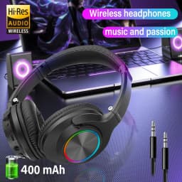 Led Bluetooth Headphones Over Ear, Foldable Wireless Headphones With 3 Eq Modes - Thumbnail 1