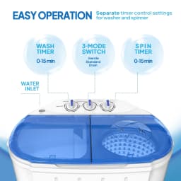 ROVSUN 11LBS Portable Washing Machine, Electric Mini Twin Tub Washer with Spin Dryer, Washer(7LBS) and Spinner(4LBS) - Thumbnail 3
