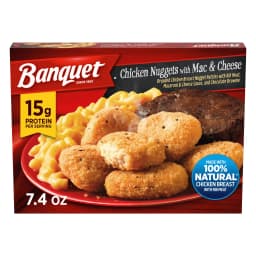 Banquet Chicken Nuggets With Mac & Cheese, 15g Protein, Frozen Meal, 7.4 oz - Thumbnail 1