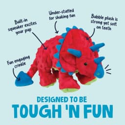 goDog Dino Frills Squeaky Plush Toy for Dogs with Chew Guard Technology for Stronger & Longer Play, Soft & Durable with Built-In Squeaker, Red, Large - Thumbnail 4