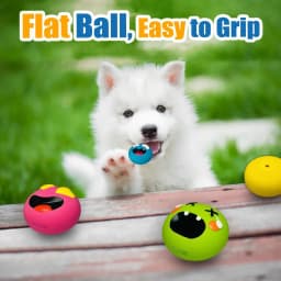 HOLYSTEED Latex Squeaky Dog Toys for Small Dogs, Rubber Soft Dog Balls Flat, Smile Face Fetch Puppy Toys with Squeaker 6pcs - Thumbnail 4