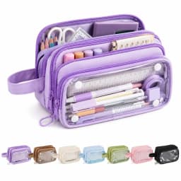 Under $1 Transparent Pencil Case, Large Capacity Clear Pen Pouch with Slim Portable Design, Stationery Organizer for Classroom Office Supplies - Thumbnail 1