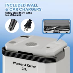 QinaQin 35 Quart (33 L) Electric Cooler & Warmer, Portable Car Refrigerator with Automatic Locking Handle, 12V Car Freezer for Vehicle with 110V AC - Thumbnail 5