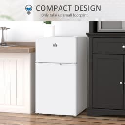 Kitchen Refrigerators Double Door Mini Fridge with Freezer, 3.2 Cu.Ft Compact Refrigerator with Adjustable Shelf, Adjustable Thermostat - Thumbnail 3