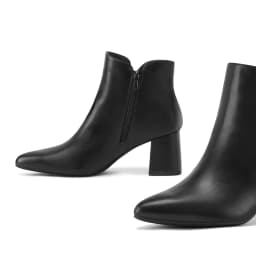 BOCCA Women's Ankle Boots Chunky Block Low Heel Comfortable Pointed Toe Side V Cutout Dressy Office Booties with Zipper - Thumbnail 2