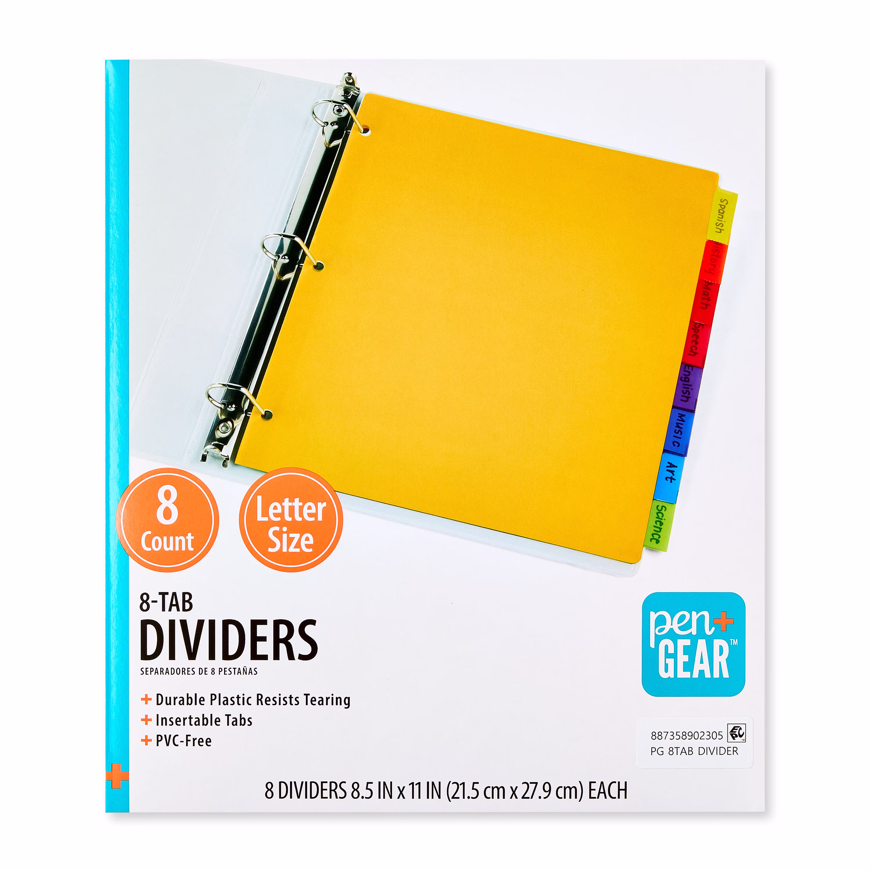 Pen+Gear Index Tab Dividers, 8 Tabs, Letter Size, Multi-Color, 8 Count - Thumbnail 1