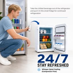 Advwin 25L Mini Fridge Cooler, Compact Personal Refrigerators for Skincare, Beverage, White - Thumbnail 6