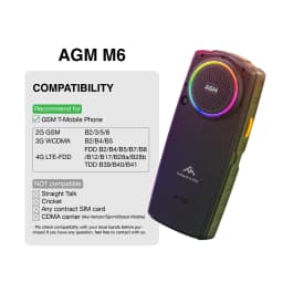 AGM M6 128MB Rugged Phone (Unlocked), Black - Thumbnail 8